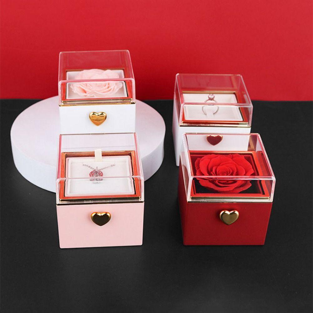 Ring Display Rose Jewelry Gift Box Eternal Rose Jewelry Display Rack Proposal Ring Boxes  Wedding