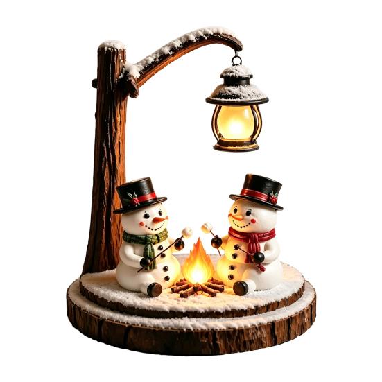 Ambient Lighting for Bar Christmas Santa Claus Reading Lantern, Snowman Elk LED Night Light with Warm Bedside Kids Room Glow, USB Resin Tabletop Decor