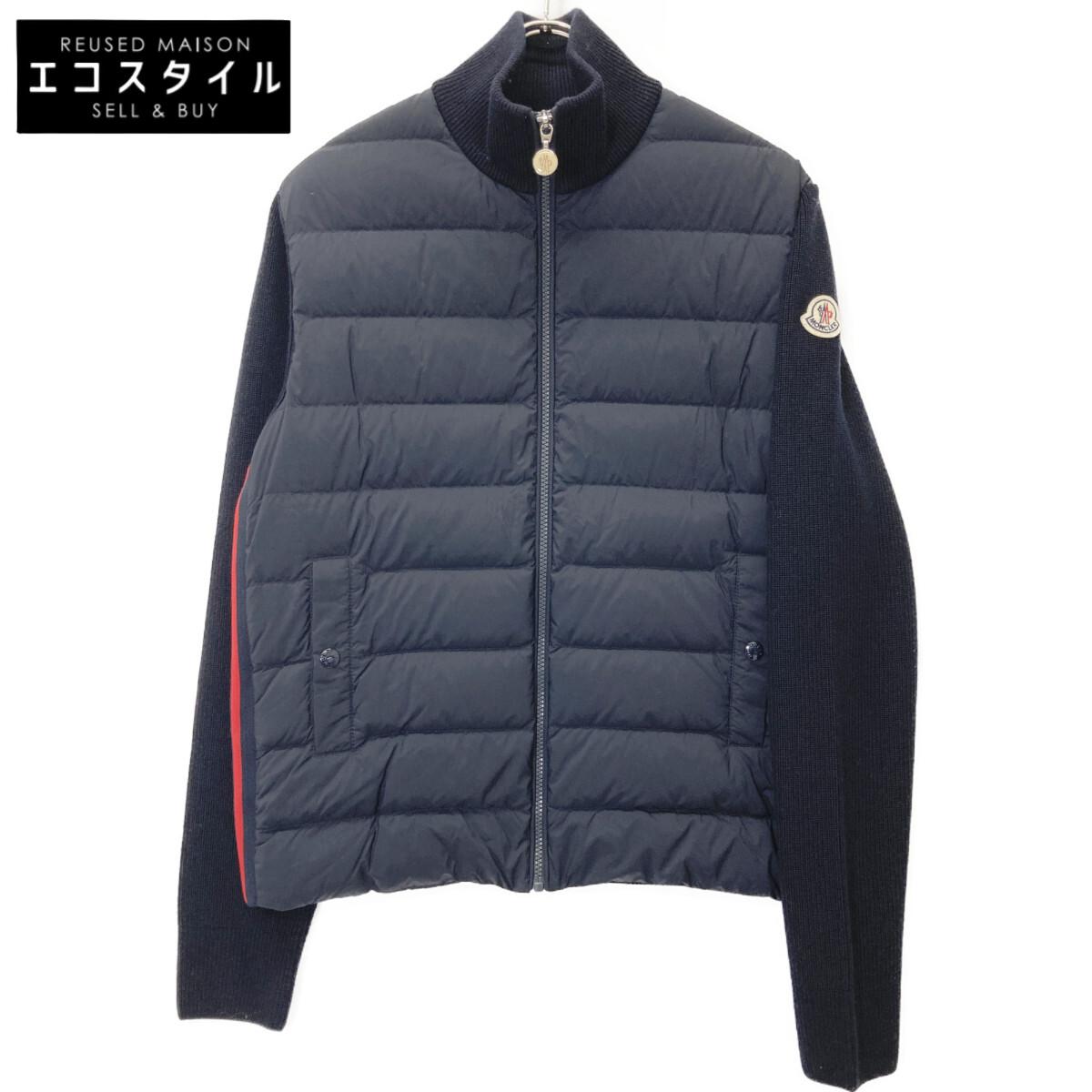 

MONCLER Excellent condition 2022 Cardigan Tricot wool knit jacket with side logo Jacket M NavyUsed
