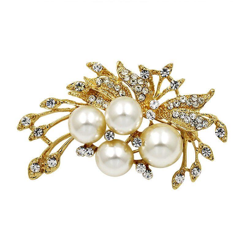 SUNFLOWER Pearl Brooch Pin File Rhinestone Wedding Dress Collar Pin Fashion Fashion Costume Accessories