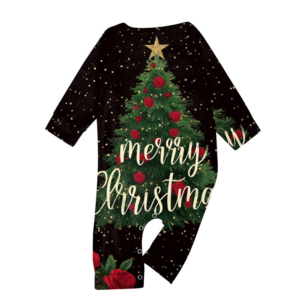 Christmas Printed Round Neck Parent-Child Long Sleeve Long Pants Home Clothes Set