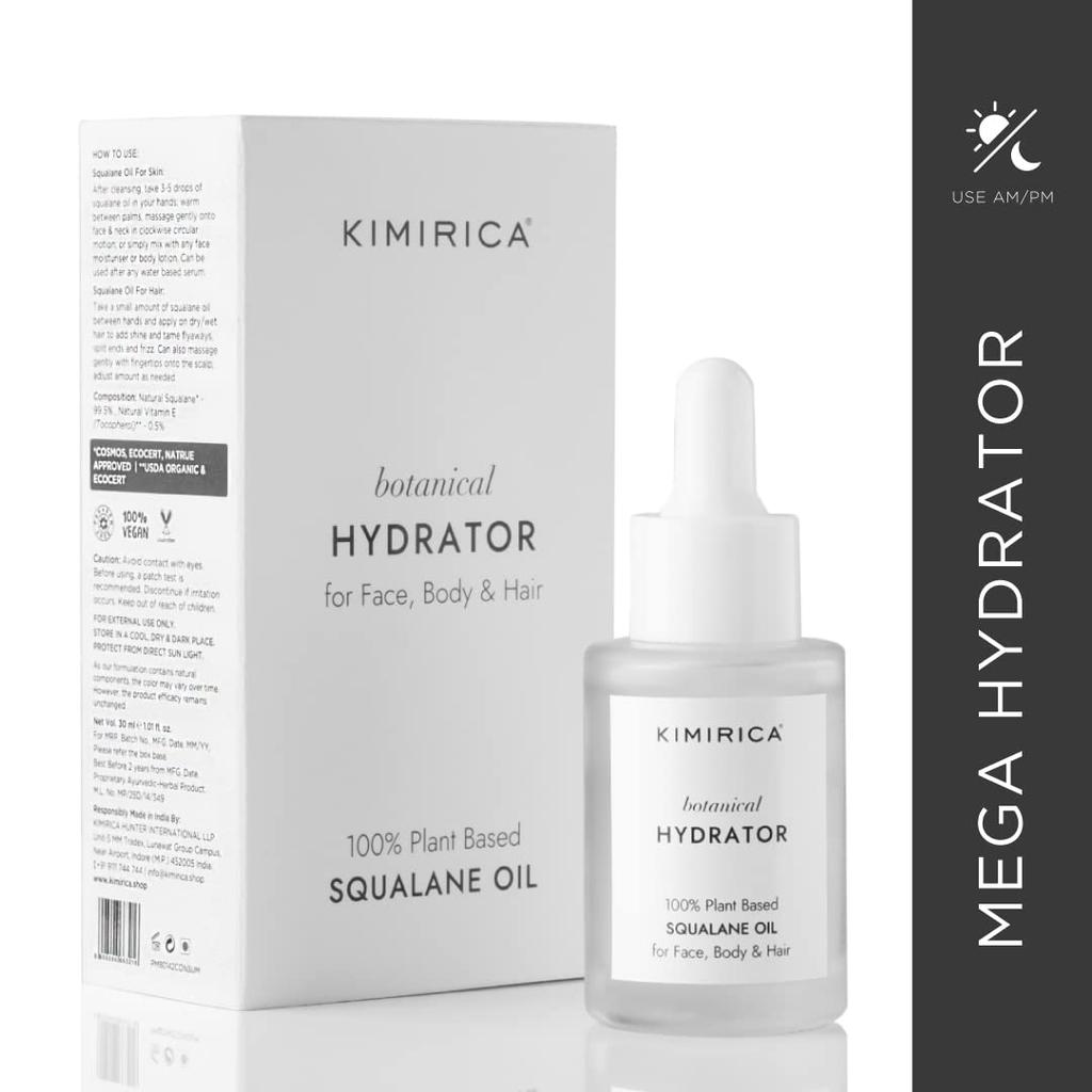 Kimirica Squalane Oil, 100% Plant-based Botanical Hydrator for Face, Body and Hair, 30 Ml