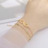 Double Layer Titanium Steel Cross Bead Bracelet With Infinity Symbol Pendant