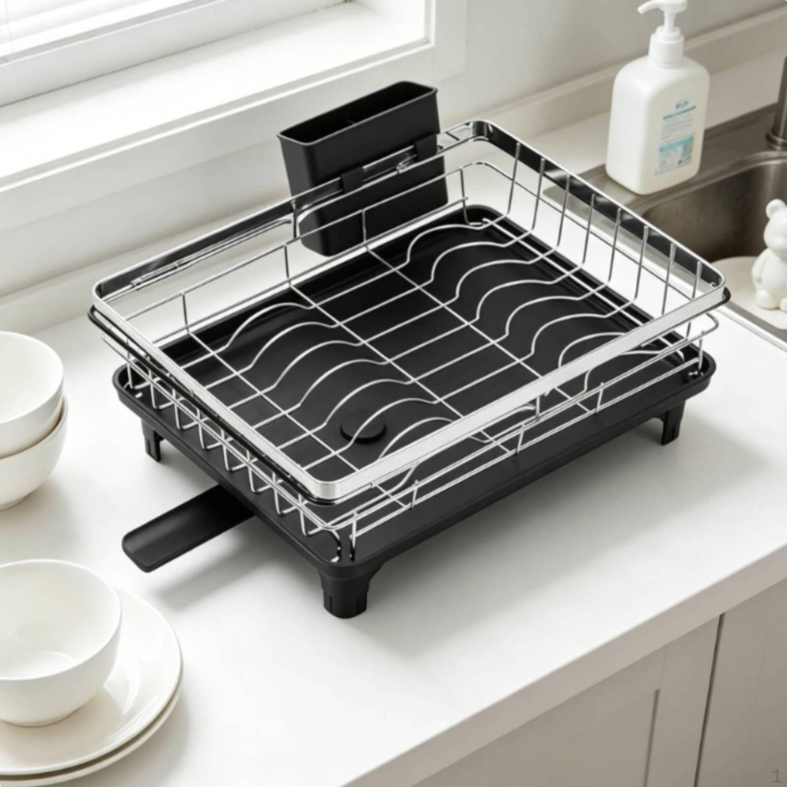 Over the Sink Dish Drainer NonSlip Feet Stainless Steel Drainage Rack MultiFunctional