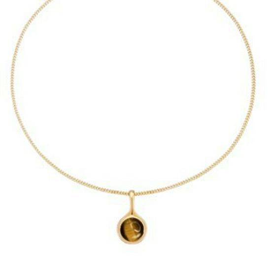 Tiger Eye Round Pendant Necklace - Women s Retro Luxury Sweater Chain Choker