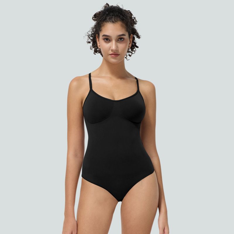 

[Kardashian Series] High Quality High Elastic Jumpsuit Female Belly Holding Sexy Slim fit Seamless Vest Sling Black (without chest pad) S