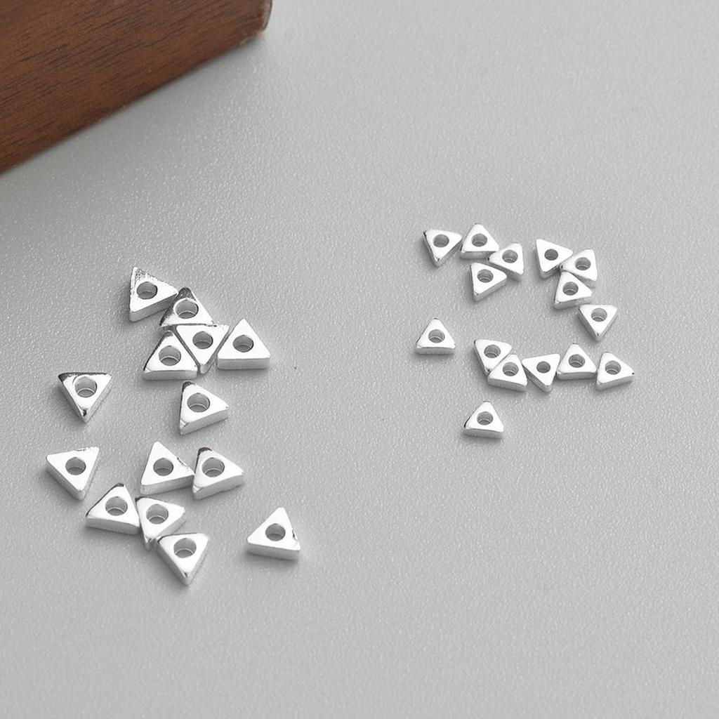 Handmade S999 Sterling Silver Triangle Spacer Beads for DIY Jewelry and Accessories.