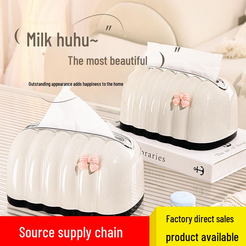 Cream-Colored Tissue Box: Elegant Living Room & Car Decor