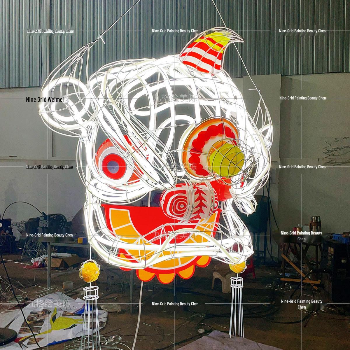 Handmade Lantern Festival Crafts: Animal Installations, Waking Lion Dance, Luminous Lion Heads, and Artful Flower Lanterns