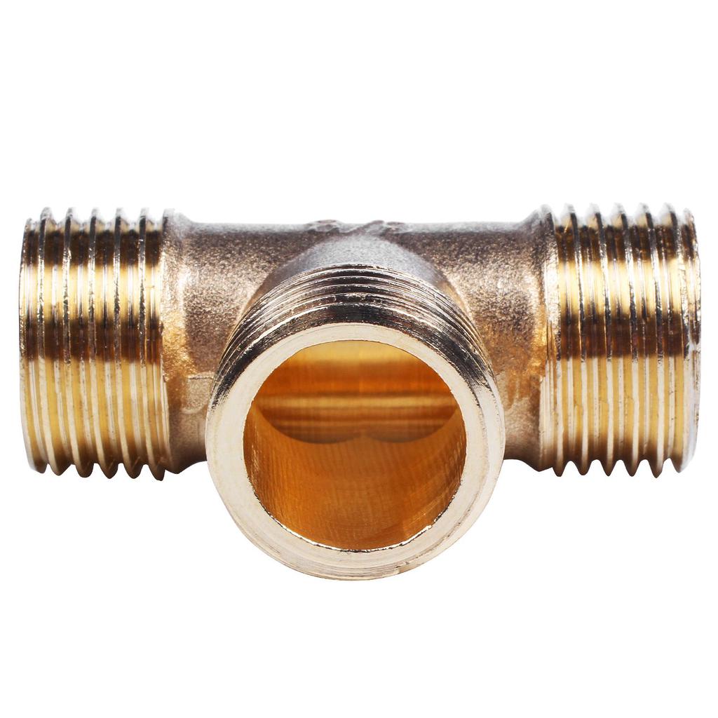 Brass Gold T Shape Water Fuel Pipe Equal Tee Adapter Connector 1//2/" Thread