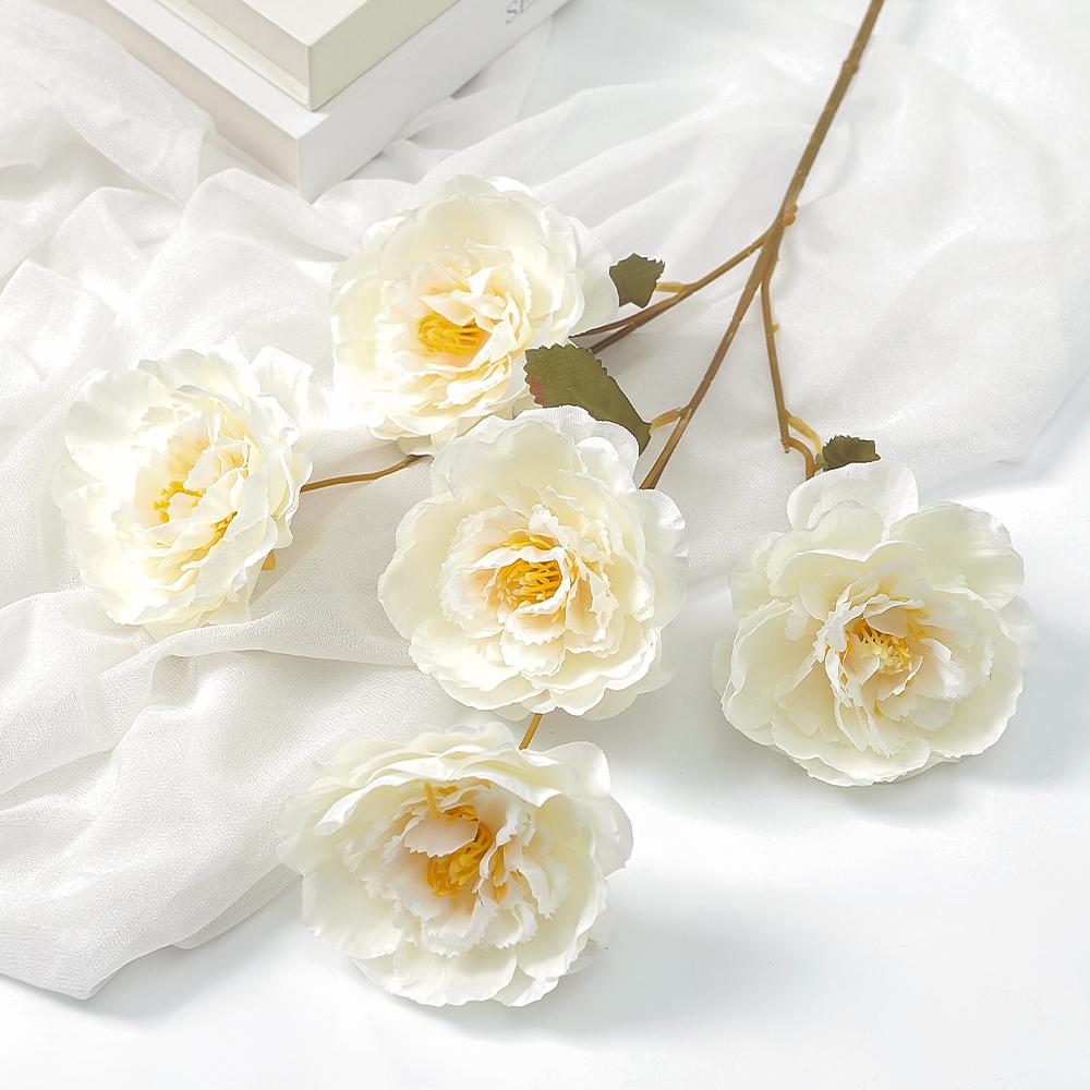 1PC Rose Pink Silk Bouquet 54cm Peony Artificial Flower 5 Heads Bud Bride Wedding Decor Home Room Decoration Artificial Flowers