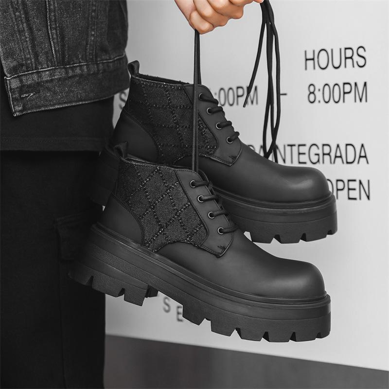 

Tooling Martin boots men s high-top 2024 new autumn casual retro inner height-increasing men s boots 77068-J 44 чёрный
