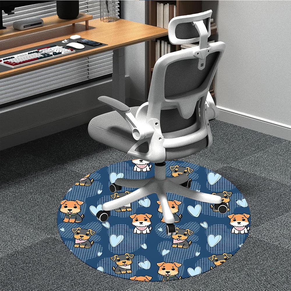 

1pc Dogs Hearts Office Round Rug, Non-slip, Soft and Durable Office Rug for Interior Decoration, Perfect for Office, Beautiful Decoration yy260323063 80cm by 80cm