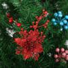 Multi-Color Christmas Flower Ornament with Fruit Skewer for Tree Decoration