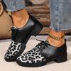 Spring Lowheeled Largesized Womens And Autumn New Squareheeled Laceup Leather Shoes