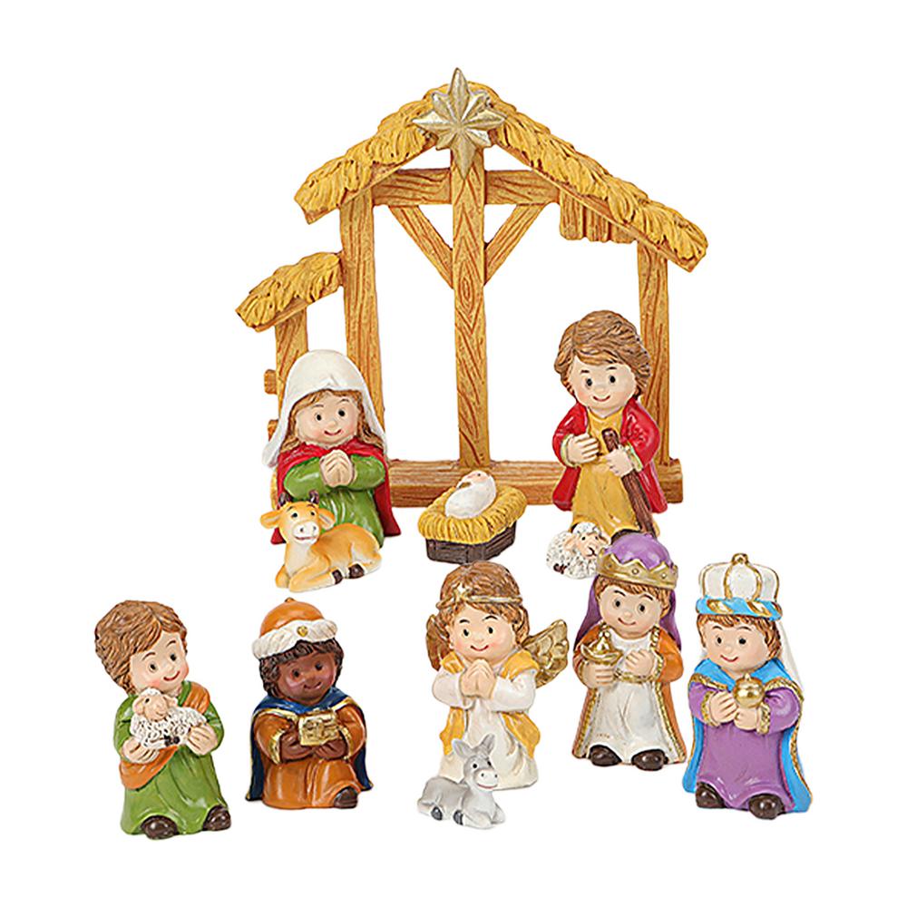 2025 new Christmas Nativity Sets Resin Nativity Figurine Collection Religious Holiday Baby Jesus Nativity Mantle Shelf Decor