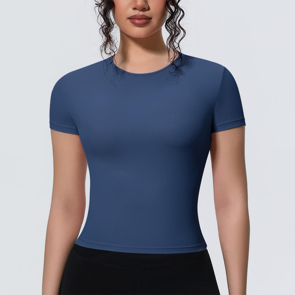 New-style Sports-inspired, Figure-hugging, Short-sleeved, Breathable Yoga T-shirt for Running, Training and Fitness – Women’s Top