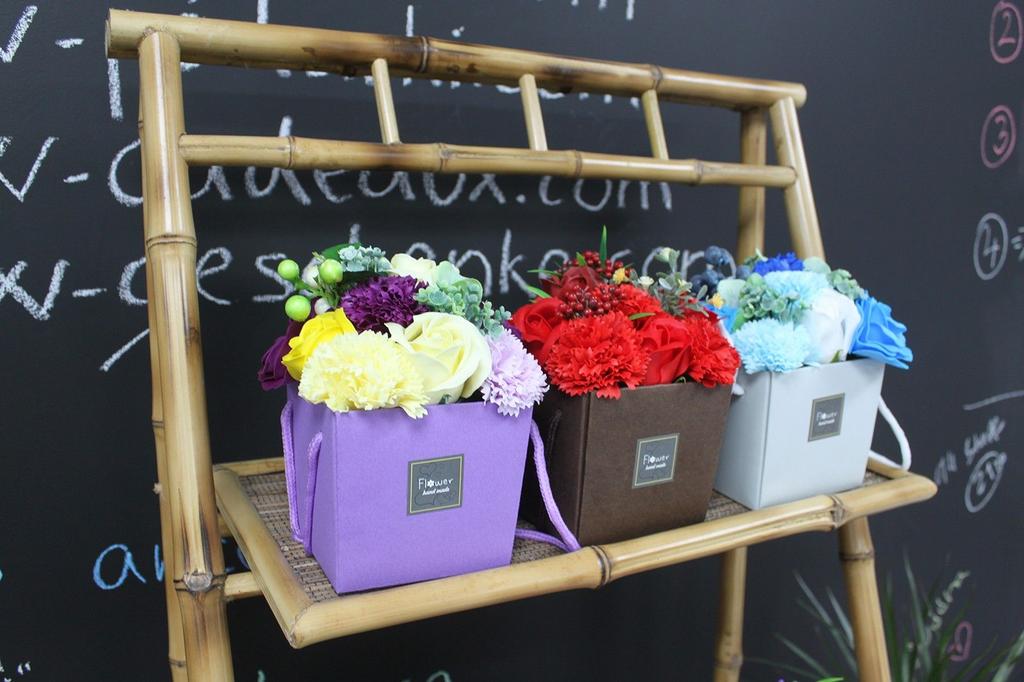 Bouquet de Fleurs Savon, Rose Lavande et Œillet