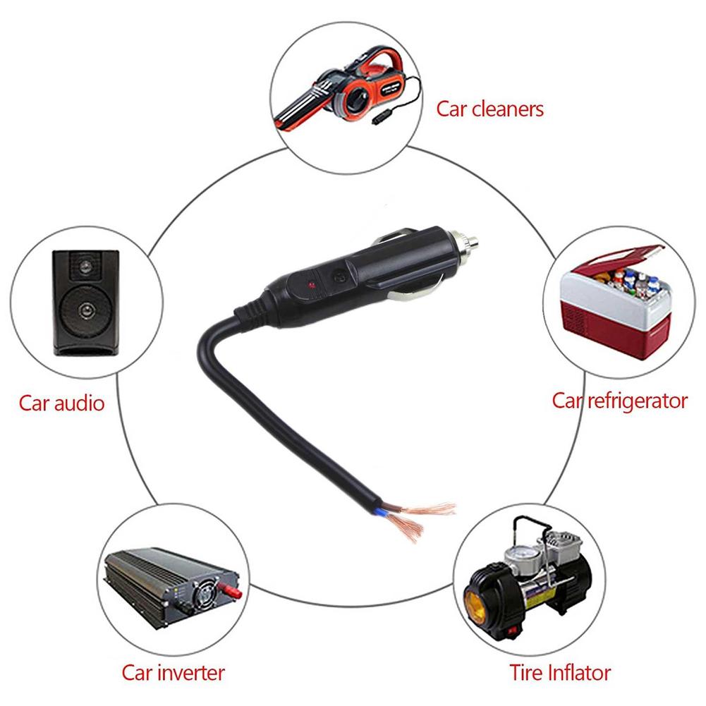 12V To 24V Car Cigarette Lighter Plug Male Head With Indicator Light Vehicle Electrical Cigarette Lighter Plug Charger Adapter