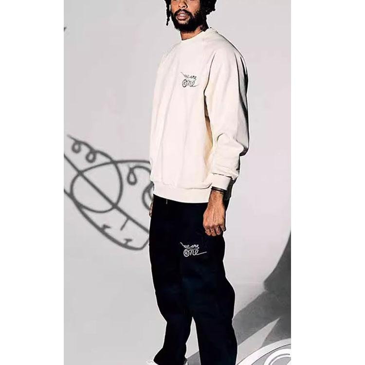 Li Ning X Artist DFT Kollaboration Wade Serie Musterbedrucktes Lockeres Fleece-Pullover-Sweatshirt Unisex-Sweatshirt Nebel-Khaki AWDRE79-2