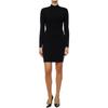 Michael Kors Einfarbiges High-Neck-Kleid mit Cut-Out, mittellang, figurbetont, langärmelig, für Damen, Schwarz MH3820933D-001