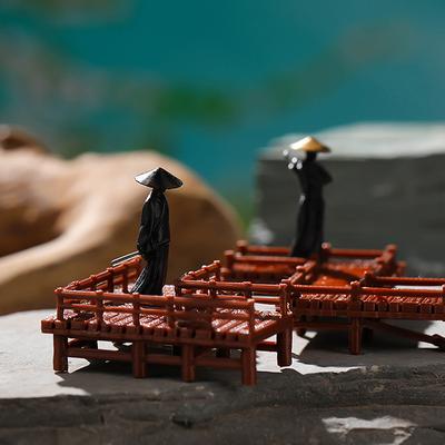 Çin Köprü Heykeli Antik Bina Modeli Japon Köşk Süslemeleri Minyatür Zen Bahçesi Akvaryum Bonsai Süsleri