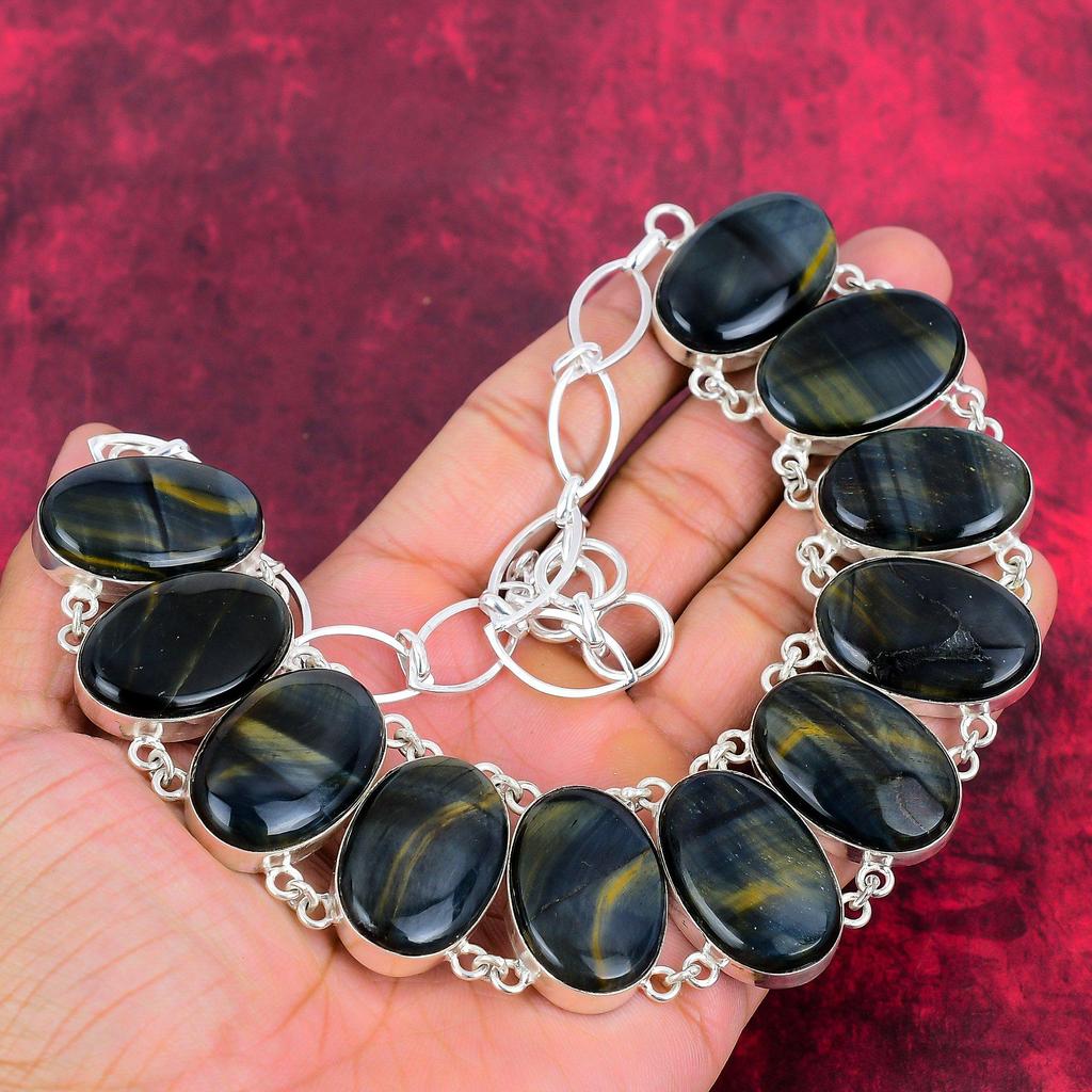 Pietersite Necklace, 925 Solid Sterling Silver Jewelry Necklace, Handmade Gemstone Jewelry Necklace For Memorial Day