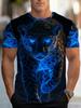 Men's Leopard Print T-Shirt - Breathable Polyester Short Sleeve Round Neck Top with 3D Print, Suitable for Casual Streetwear & Casual Attire,