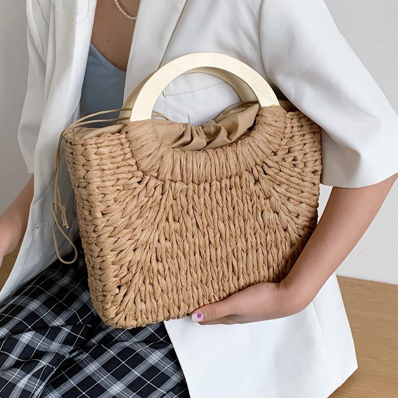Straw bag moon bag 2025 new fashion women's bag shoulder messenger bag with in handbag vegetable basket
