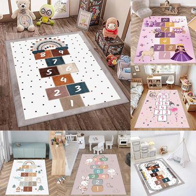 Hüpfkästchen Kinderteppiche Spielmatte Cartoon Eltern-Kind-Spiel Teppich Schlafzimmer Bettseite Kinder Zahlenspielzimmer Dekoration