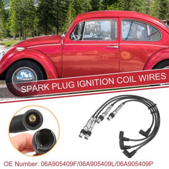 4 Pcs Spark Plug Wire Ignition Coil Cable No06A905409F for VW Beetle Golf Jetta