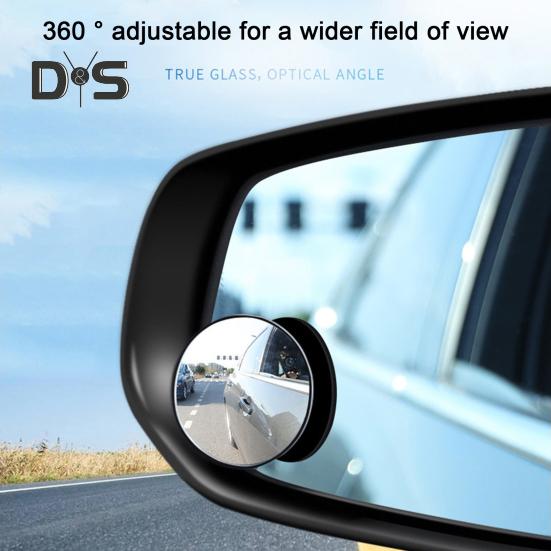 Adjustable Car Blind Spot Mirrors Wide-Angle View Frameless Design Universal Fit Simple Installation 360-degree Rotatable Convex Mirror