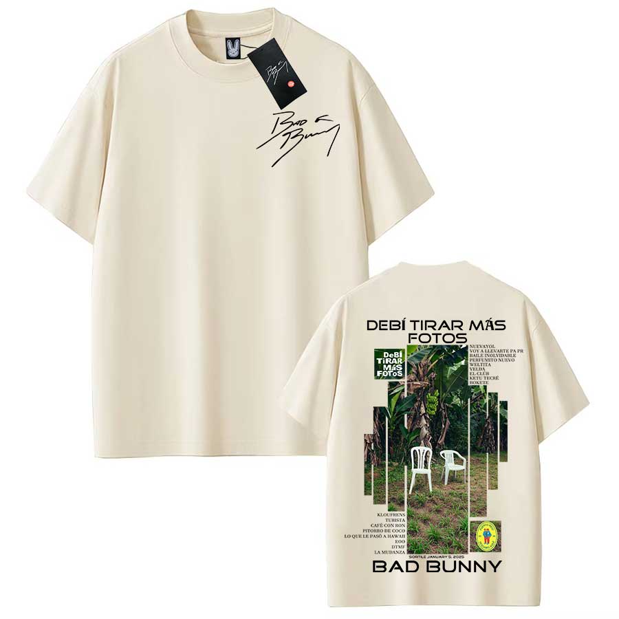 Bad Bunny Merch TShirt For Unisex Unisex 100 Cotton T Shirts Deb Tirar MS Fotos To Hiphop Short Sleeve Tops Bb6