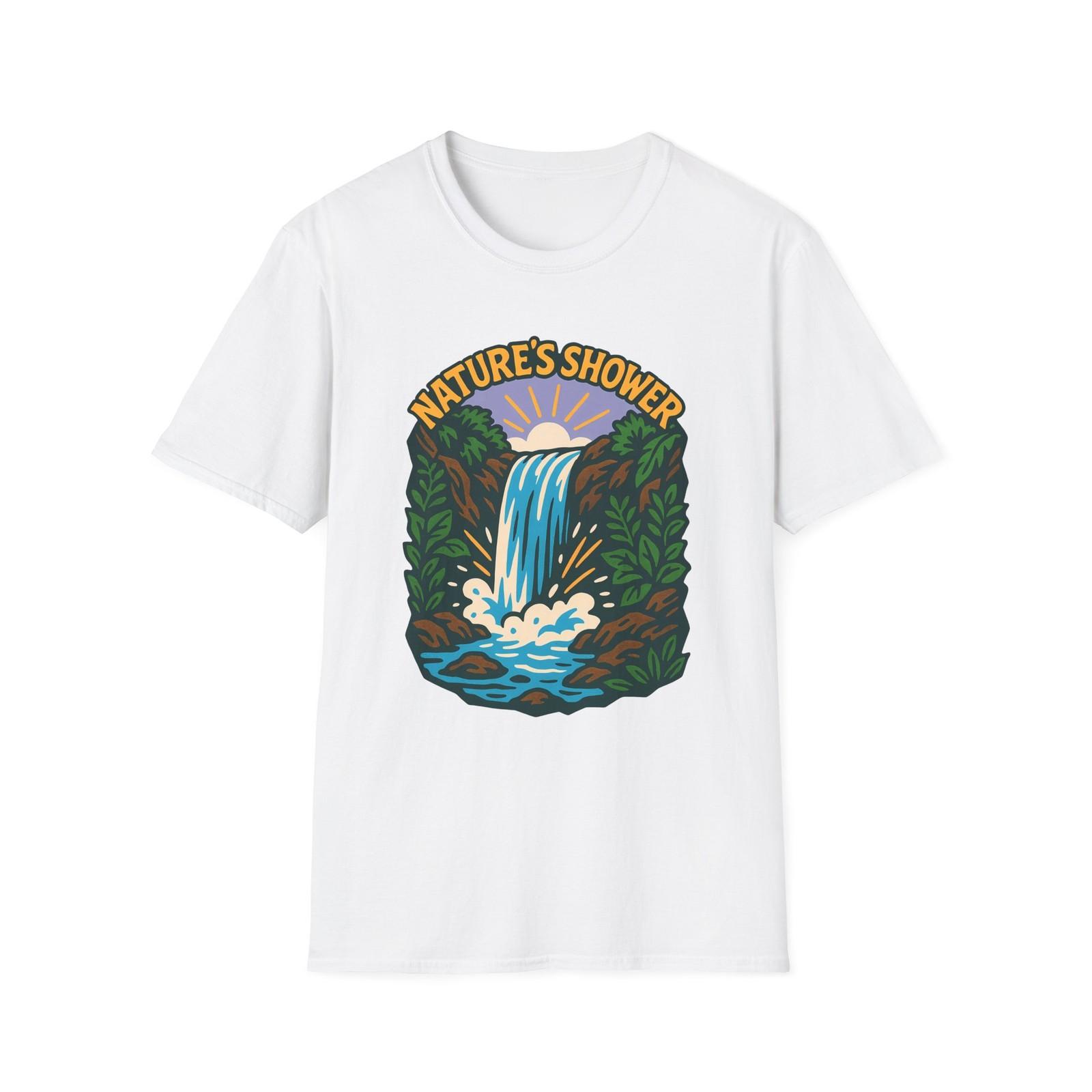 Unisex Softstyle T-Shirt Mens Womens Tees Top Waterfall Nature Scene Outdoor Adventure Hiking S