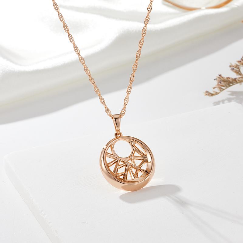 Kinel Glossy Pendant Necklace Earrings For Women Cubic Zircon Daily Jewelry