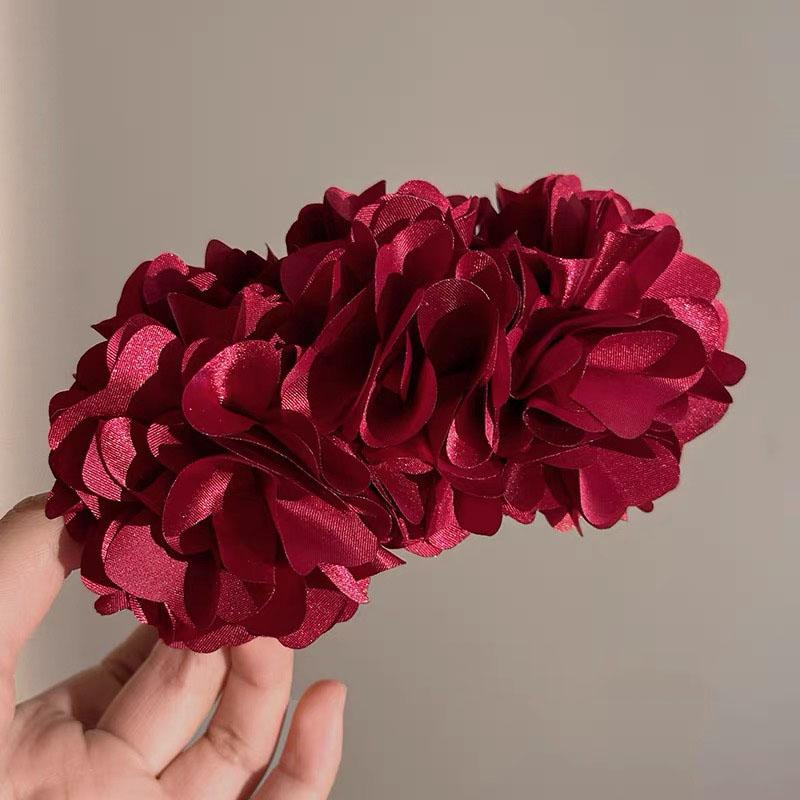 

Французские заколки для волос с цветами, преувеличенные банановые зажимы для волос, шпильки для девочек, аксессуары для волос для конского хвоста, свадебное украшение, подарок амарантовый