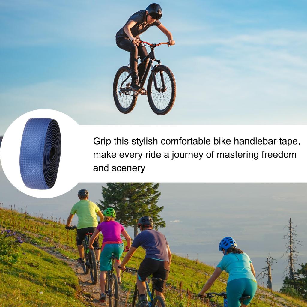 Uxcell Fahrradlenker PU EVA Kohlefaser Weiches Fahrradlenkerband mit Endstopfen für Rennrad und Faltrad Verbessertes Blaues Band, Fahrräder, Griff,