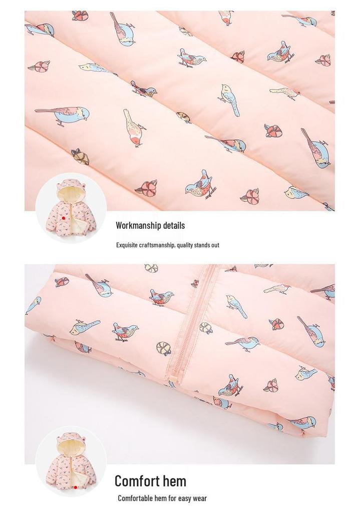 Herbst/Winter Oberbekleidung für Kleinkinder: Baumwoll-Daunenjacke im Ohren-Stil & Lammwolle im trendigen koreanischen Design für Jungen & Mädchen.
