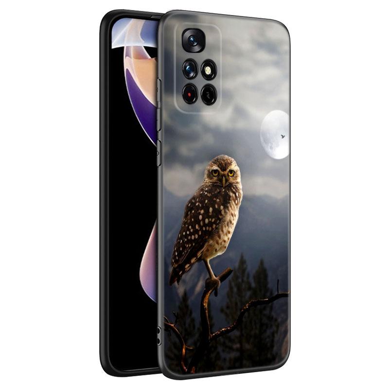 Cute Owl Animal Phone Case For Xiaomi Redmi Note 7 8 9 10 Lite 11 11E 11T 12 Pro 11S 4G 10T 5G 8T 9S 10S Soft TPU Black Cover
