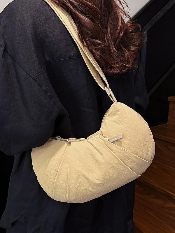 Borsa a tracolla casual in nylon da donna con chiusura a cerniera e tasca per telefono
