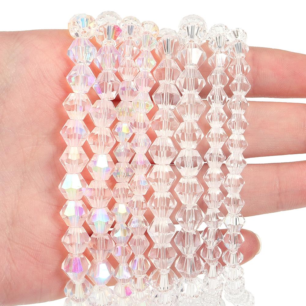 1String 3/4/6/8/10mm Transparent AB Color Crystal Beads Round Square Loose Spacer Glass Beads For DIY Bracelet Necklace Jewelry
