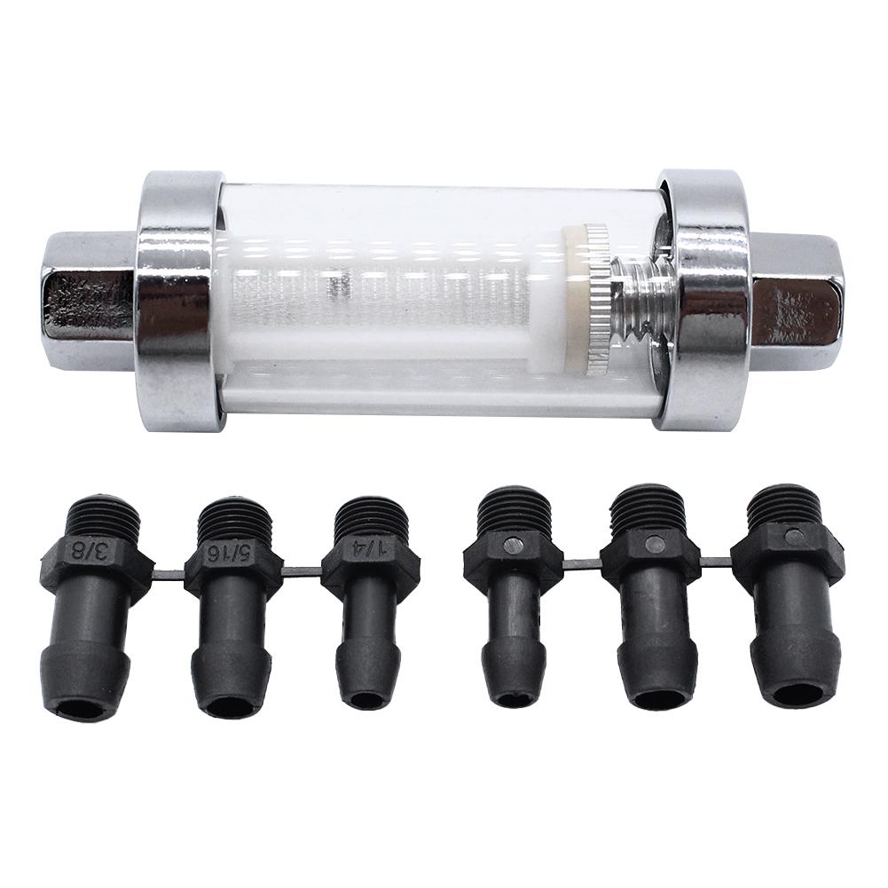 Car Fuel Filter with 6 Hoses Reusable Inline Fuel Filter Replacement Fuel Filter for Universal 3/8in 1/4in 5/16in Hose Fuel Filters5