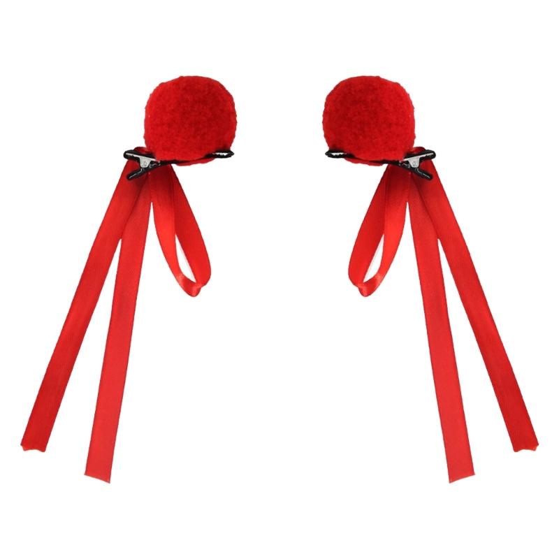 1 Paar Kinder Plüsch Schleife Dutt Haarspange für süße Frisuren Kreieren China Film Ne Zha Kopfschmuck für Mädchen ab 3 Jahren