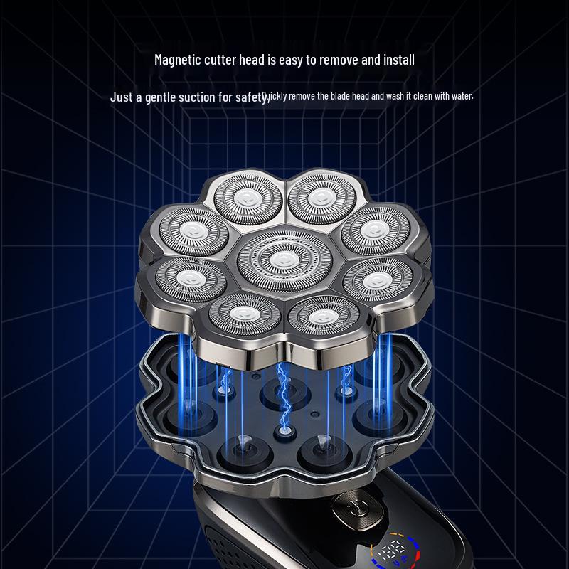 Five-in-One Magnetic Electric Razor: Bald Head Shaver, Hair Clipper, Whitening Nose Trimmer