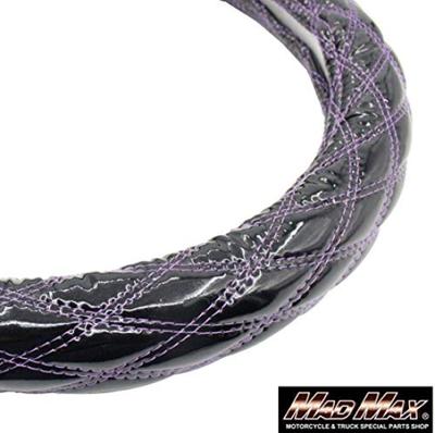 Capa de volante ponto duplo esmalte brilhante 2HS capa de volante acolchoada Preto Luster/roxo