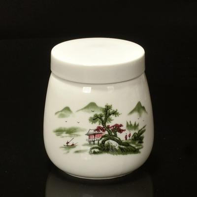 Ceramic Tea Caddy with Lid Portable Storage Jar for Loose Leaf Tea Honey Spices Even Cooking Egg Cup Airtight Container for Kitchen Countertop