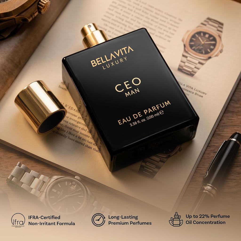 Bella Vita Luxury CEO Man Eau De Parfum 100ml | Lemon, Lavender, Tonka, Mandarin & Vetiver | Elegant Fragrance for Men