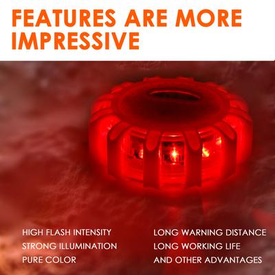 3Pcs LED Road Flares Flashing Emergency  Safety Warning Light with 9 Glow Modes Rechargeable Help Flash for Vehicles and Boat