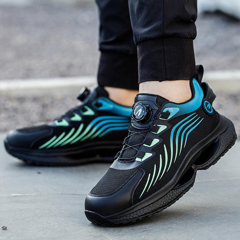 Fashion Rotating Button Safety Shoes For Men Anti-slip Steel Toe Sneaker Puncture Proof Non-slip Security Shoes Man Sport Work Shoes