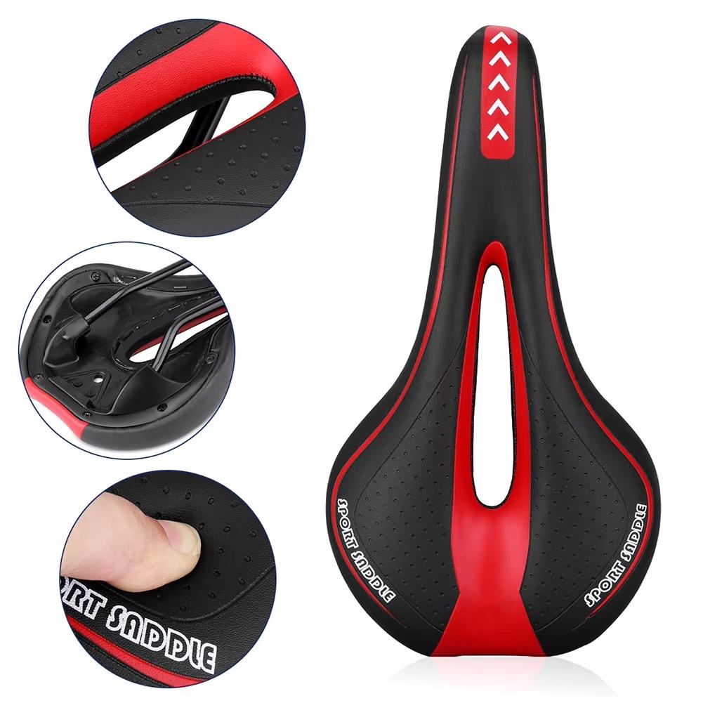 Mountain Road Bike Seat Comfortable Soft Cycling Cushion Exercise Bike Saddle PU Leather Gel Filled Shockproof Bicycle Saddle
